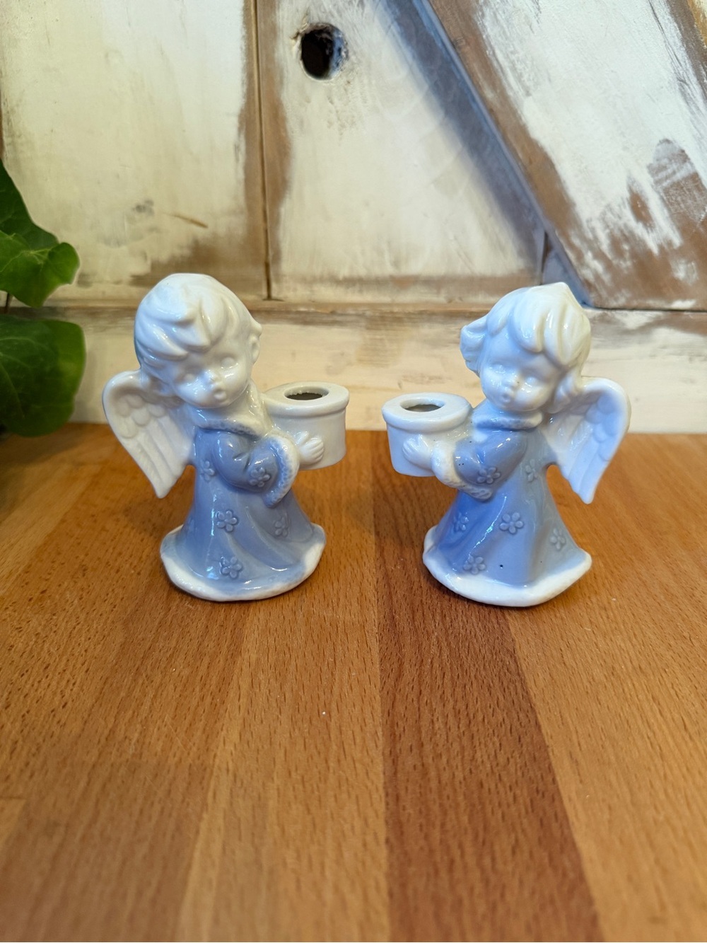 Vintage Blue Ceramic Angels